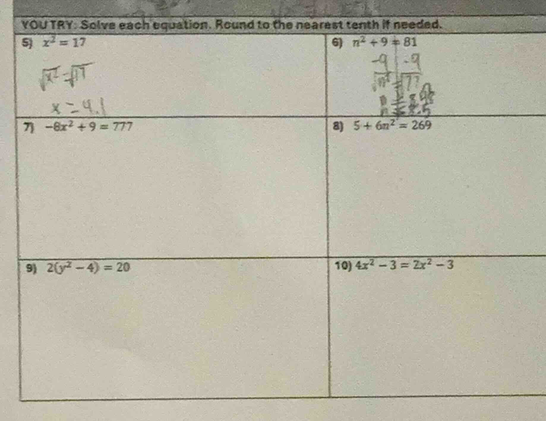 you try: solve each equation. round to the nearest tenth if needed. 5) …