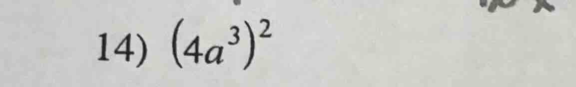 14) \\((4a^3)^2\\)