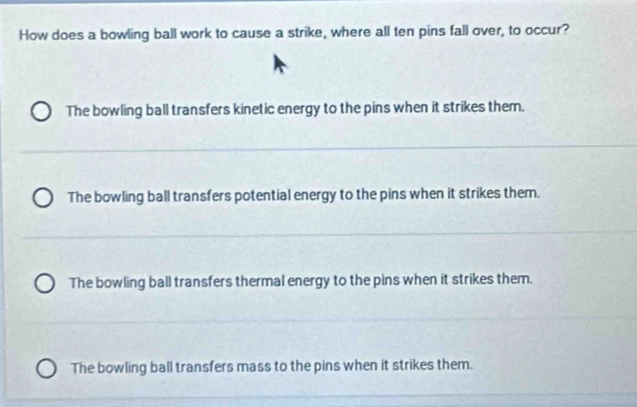 how does a bowling ball work to cause a strike, where all ten pins fall…