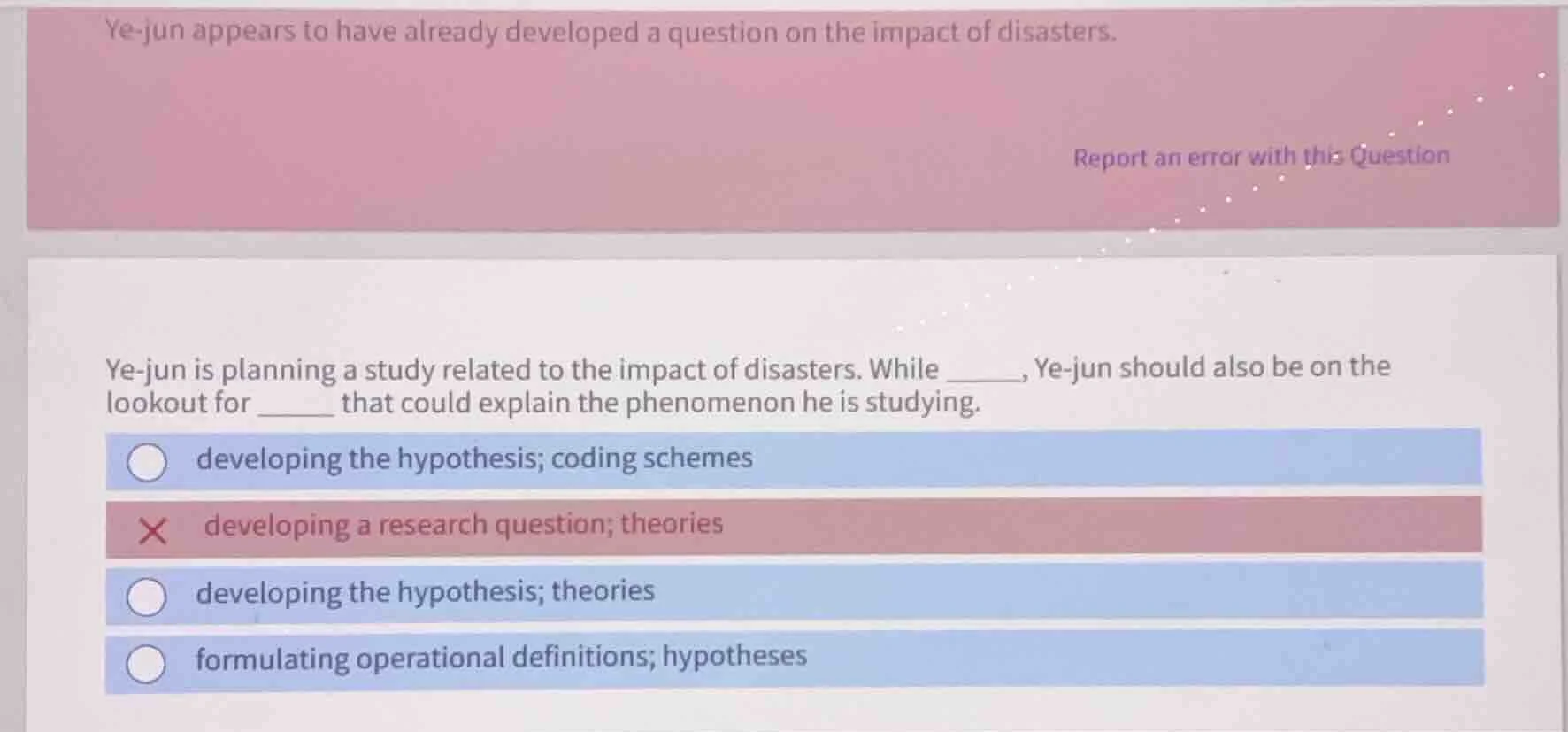 ye-jun is planning a study related to the impact of disasters. while __…