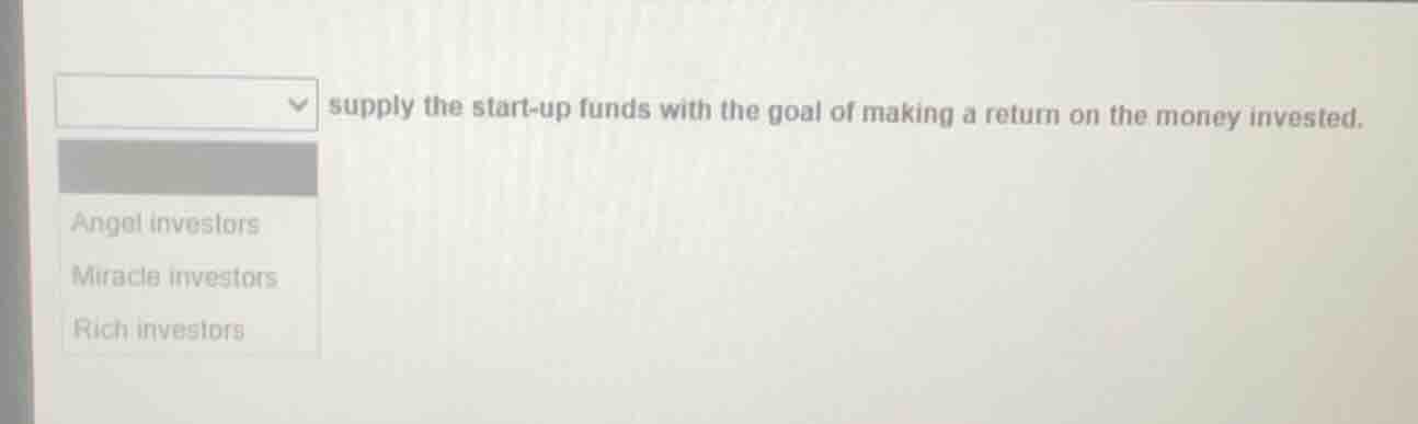 supply the start-up funds with the goal of making a return on the money…