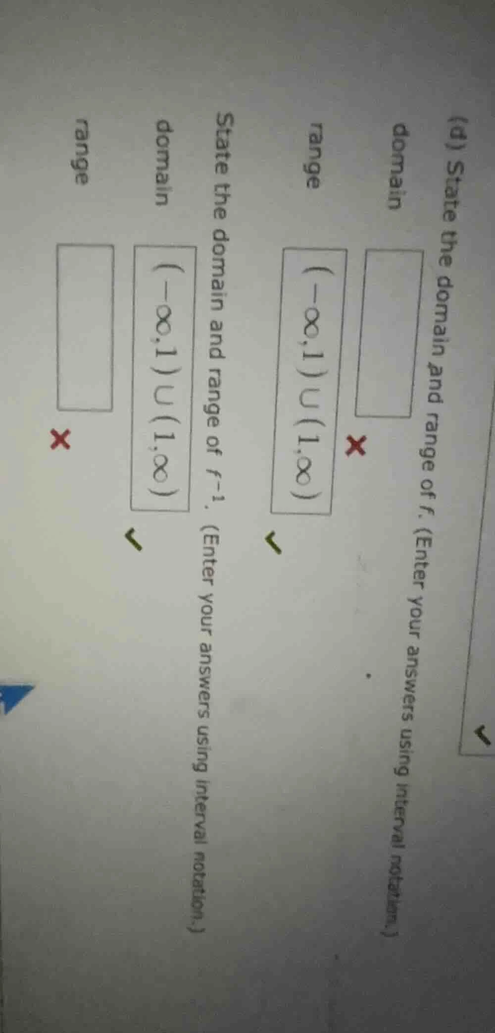 (d) state the domain and range of f. (enter your answers using interval…