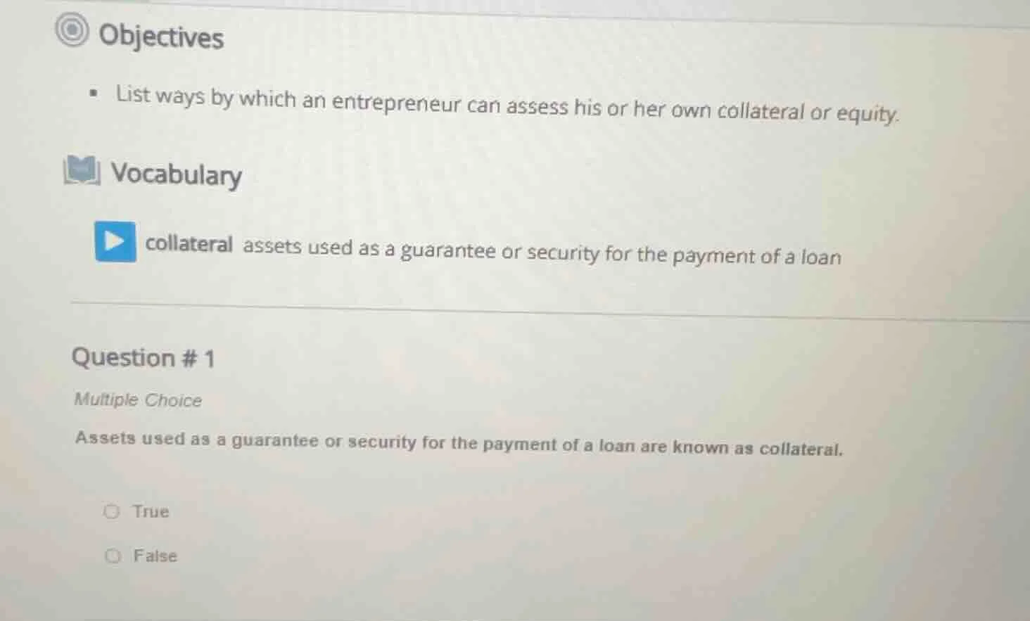 objectives - list ways by which an entrepreneur can assess his or her o…
