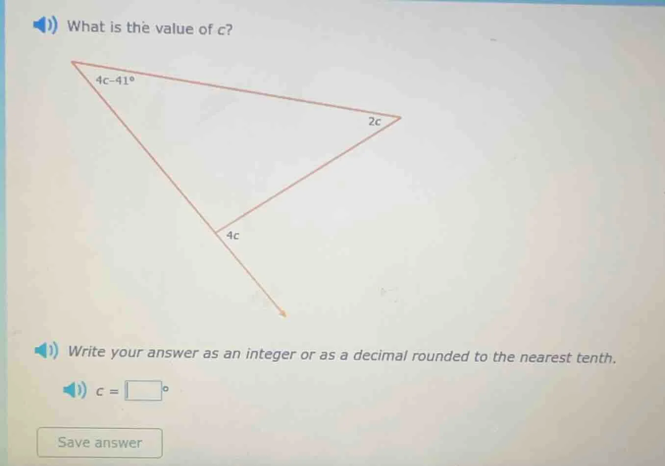 what is the value of c? 4c - 41° 2c 4c write your answer as an integer …