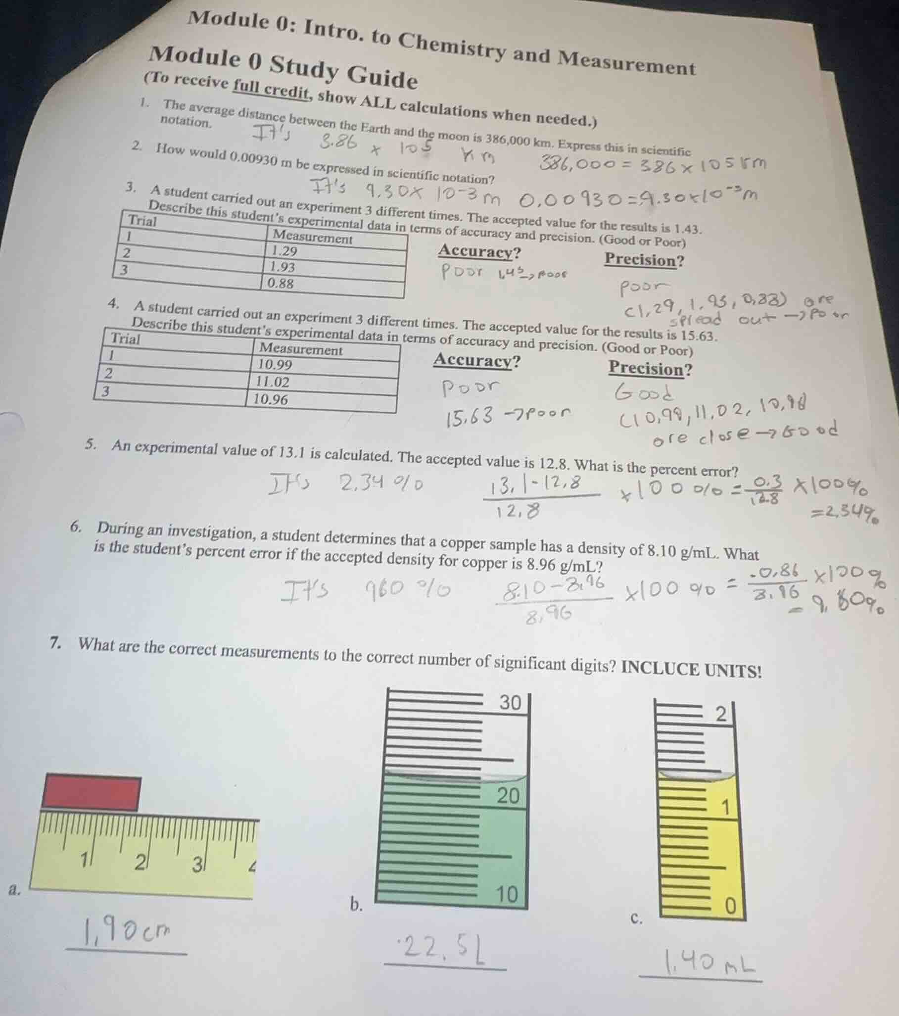 module 0: intro. to chemistry and measurement module 0 study guide (to …