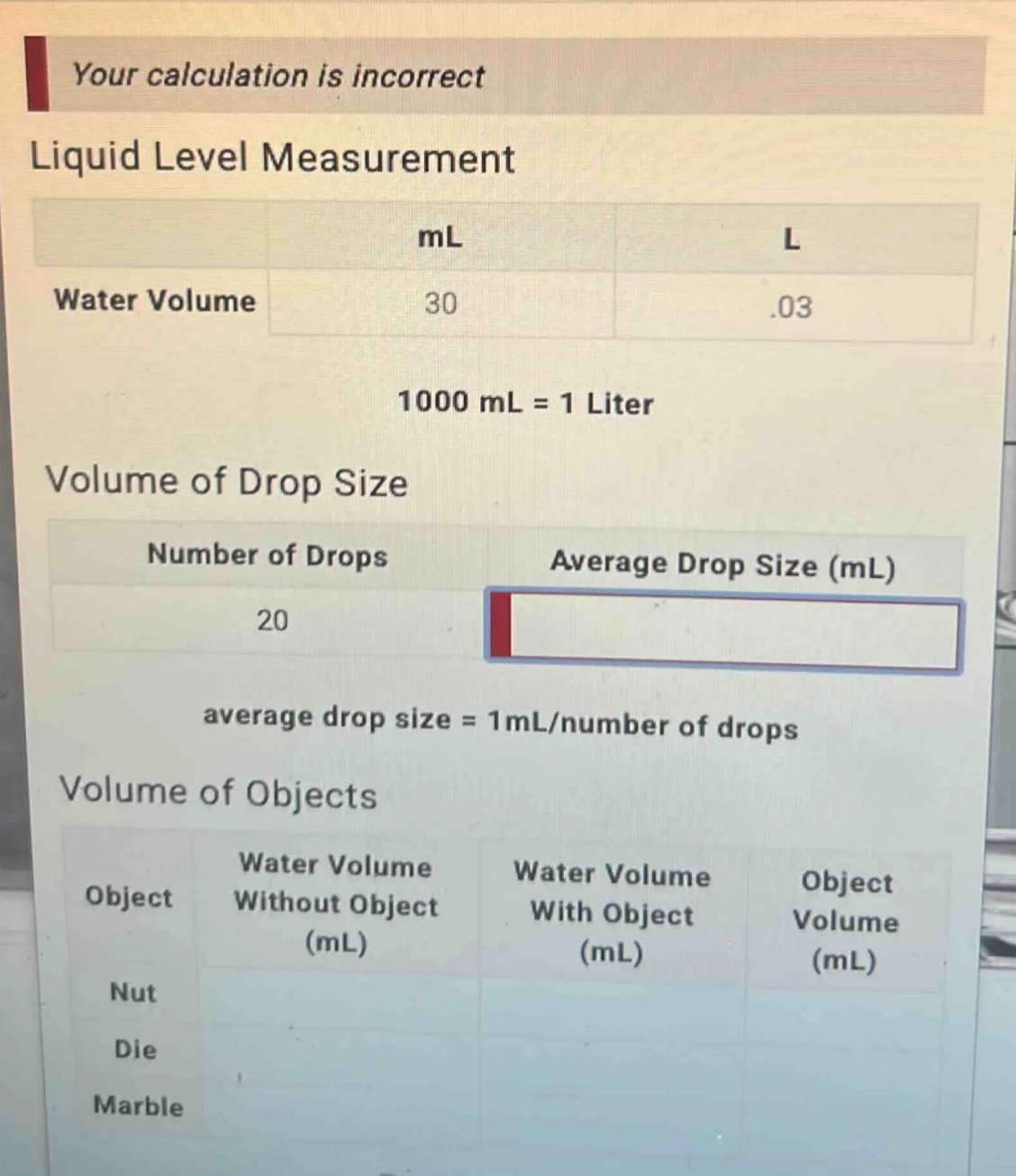 your calculation is incorrect liquid level measurement \t\t\tml\t\tl wa…