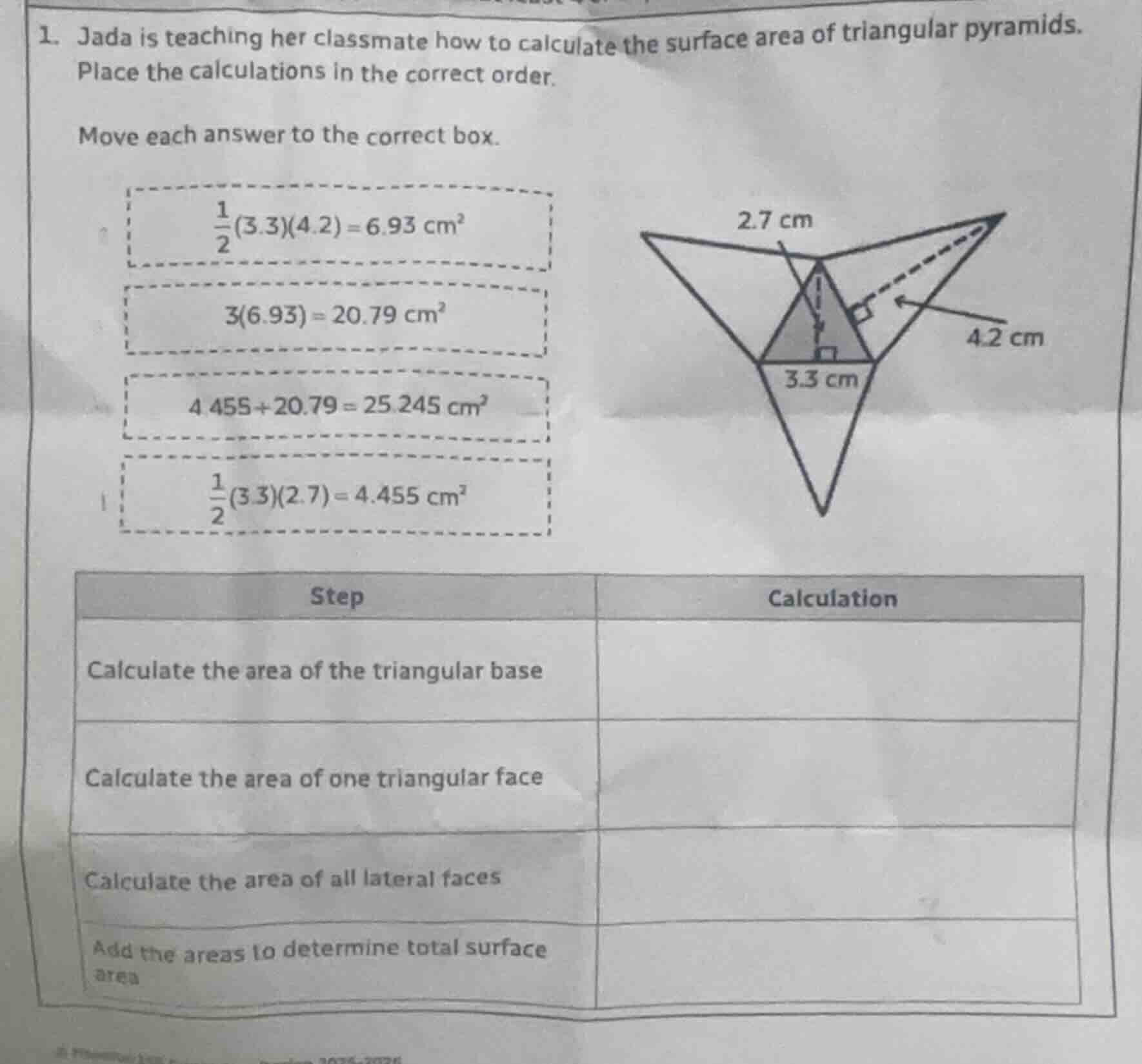 1. jada is teaching her classmate how to calculate the surface area of …