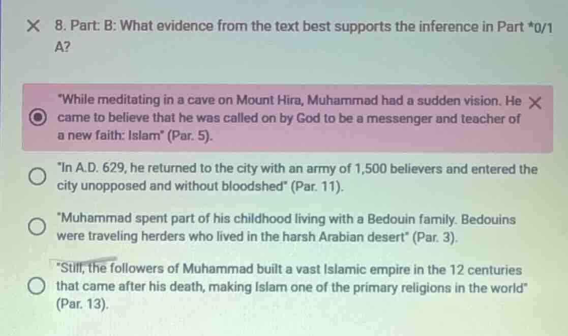 8. part: b: what evidence from the text best supports the inference in …