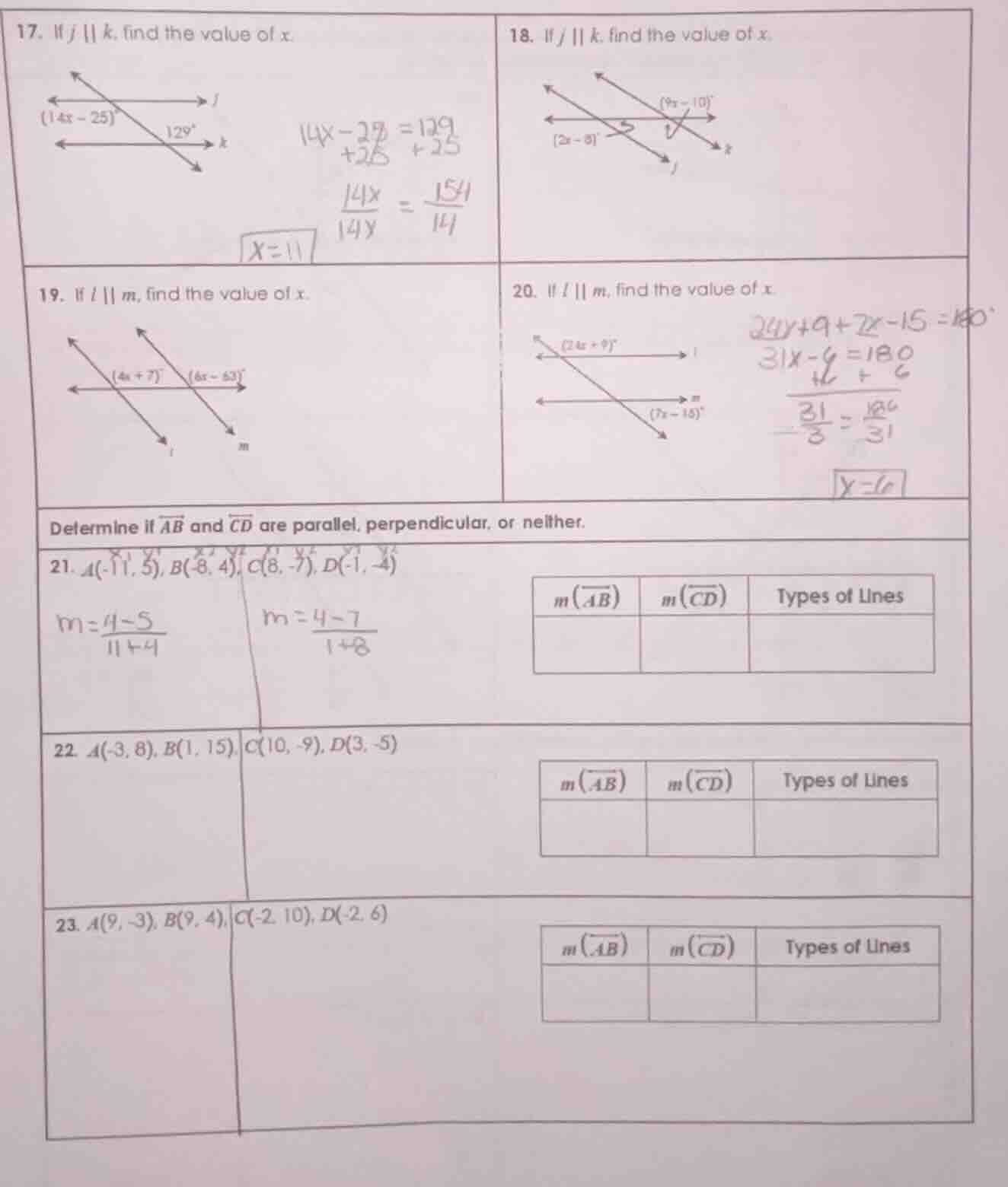 17. if ( j parallel k ), find the value of ( x ). 18. if ( j parallel k…