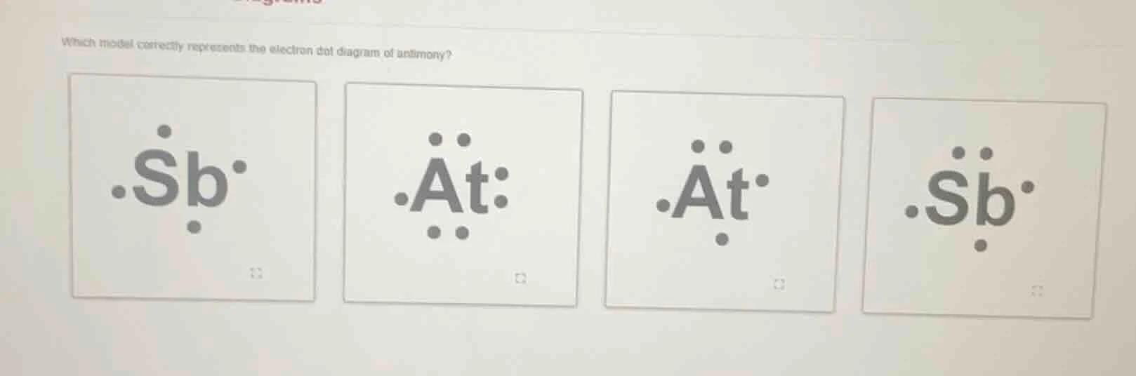 which model correctly represents the electron dot diagram of antimony?