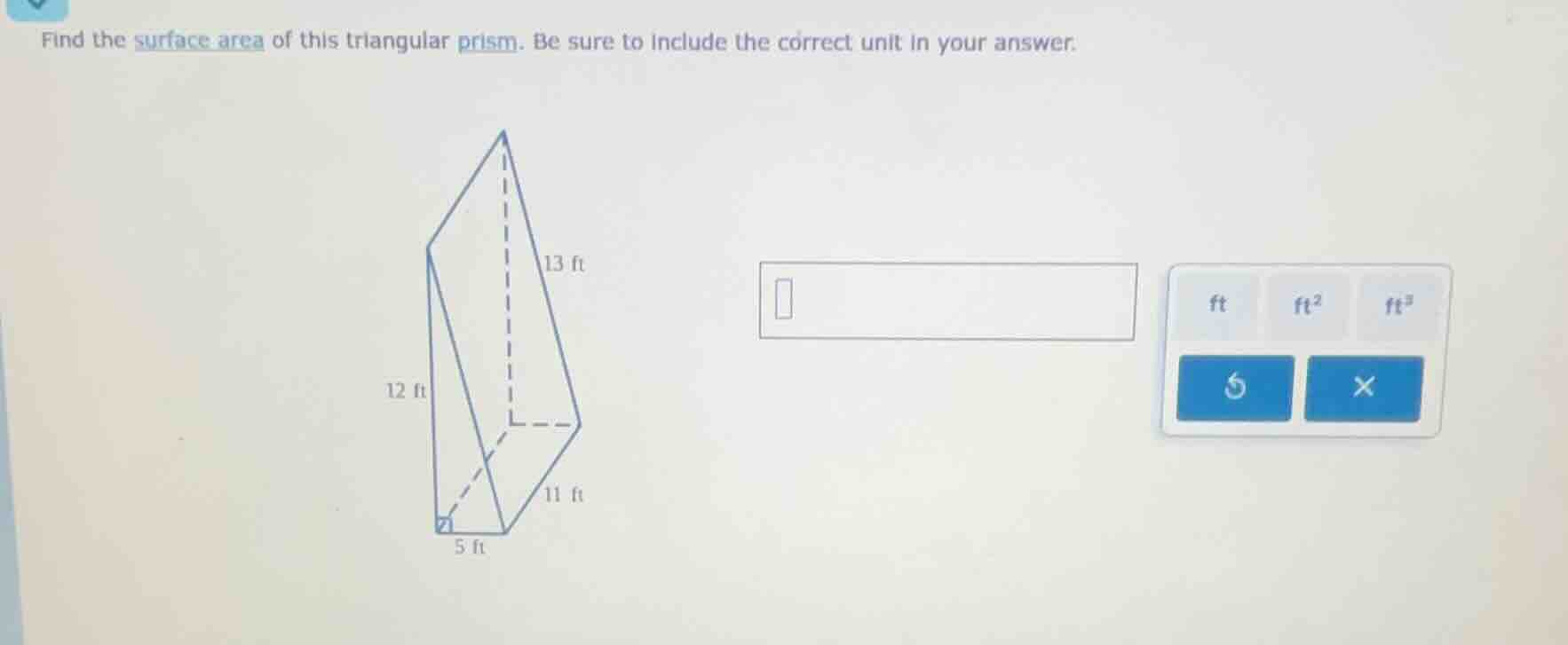 find the surface area of this triangular prism. be sure to include the …