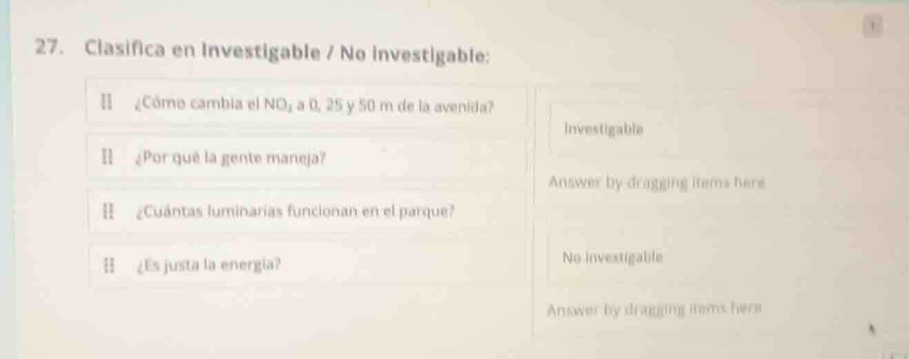 27. clasifica en investigable / no investigable: ¿cómo cambia el no₂ a …