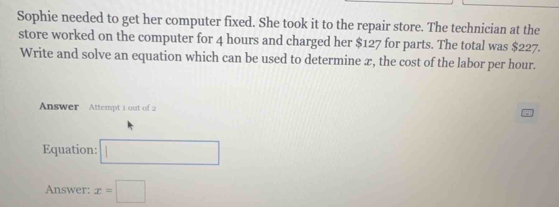 sophie needed to get her computer fixed. she took it to the repair stor…