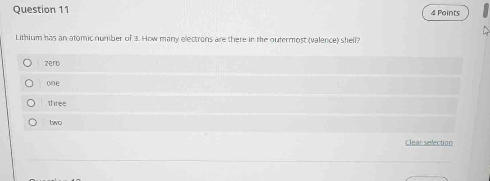 question 11 4 points lithium has an atomic number of 3. how many electr…