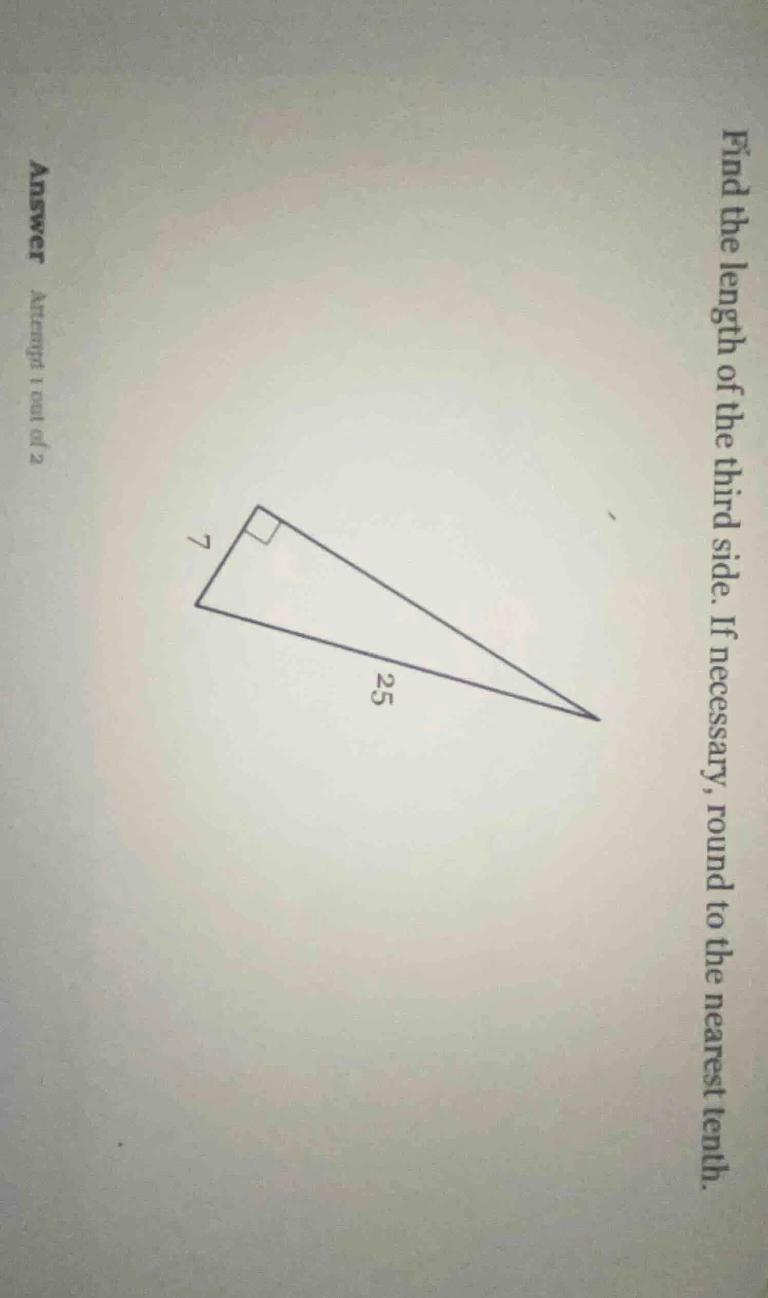 find the length of the third side. if necessary, round to the nearest t…