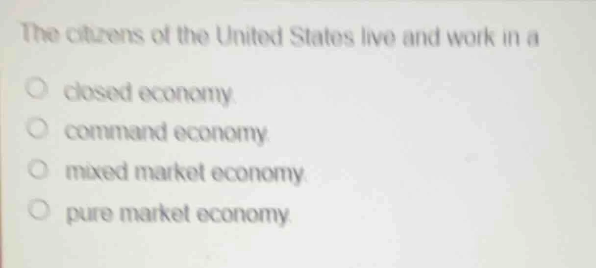 the citizens of the united states live and work in a closed economy. co…
