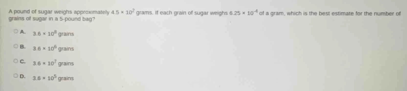a pound of sugar weighs approximately $4.5 \\times 10^{2}$ grams. if ea…