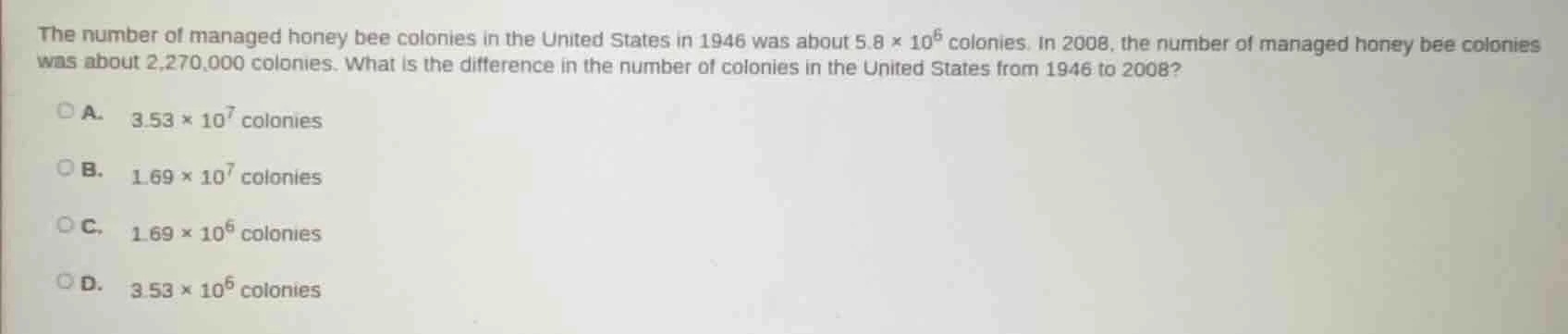 the number of managed honey bee colonies in the united states in 1946 w…