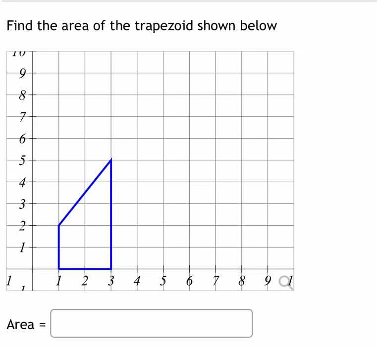 find the area of the trapezoid shown below area =
