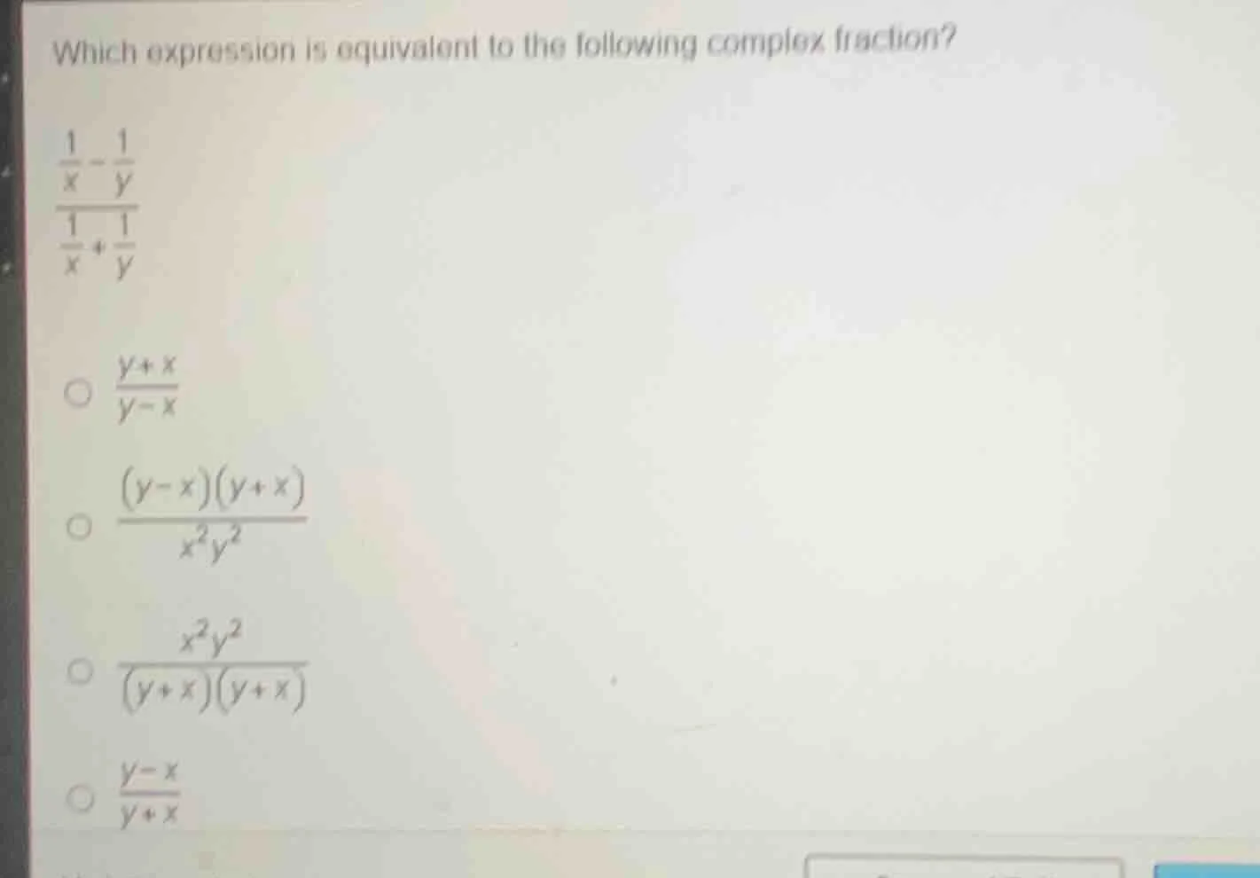 which expression is equivalent to the following complex fraction?\\(\fr…