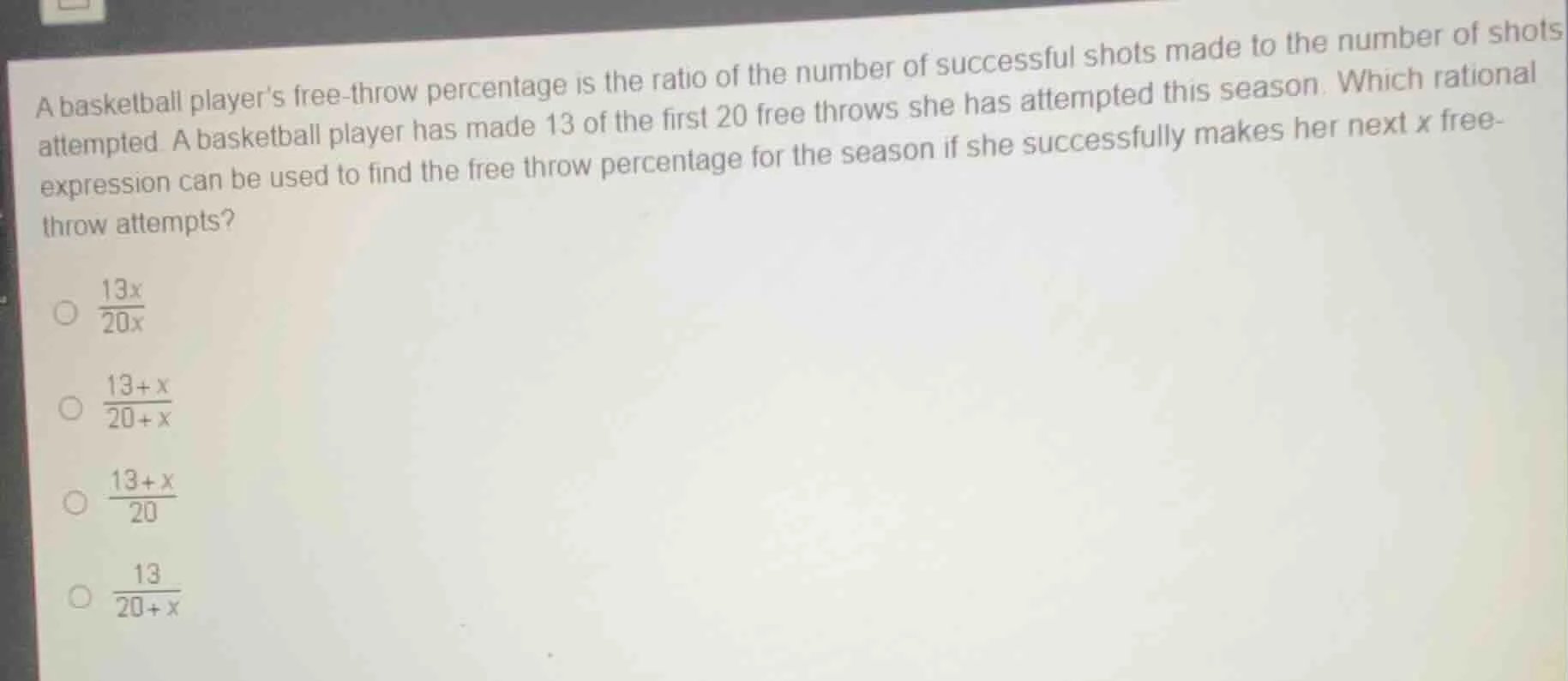 a basketball players free - throw percentage is the ratio of the number…