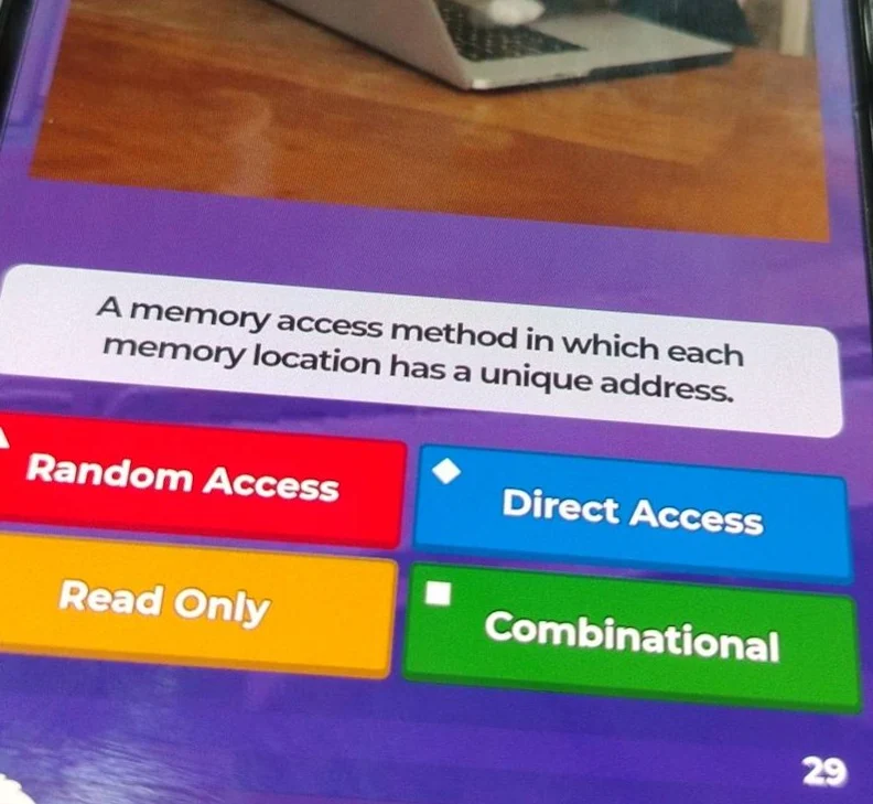 a memory access method in which each memory location has a unique addre…