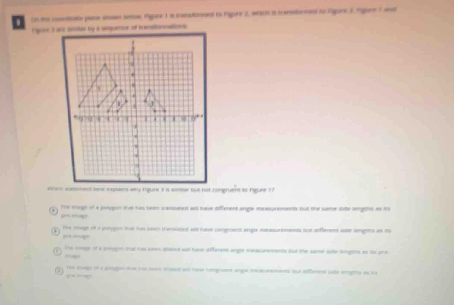 on the coordinate plane shown below, figure 1 is transformed to figure …