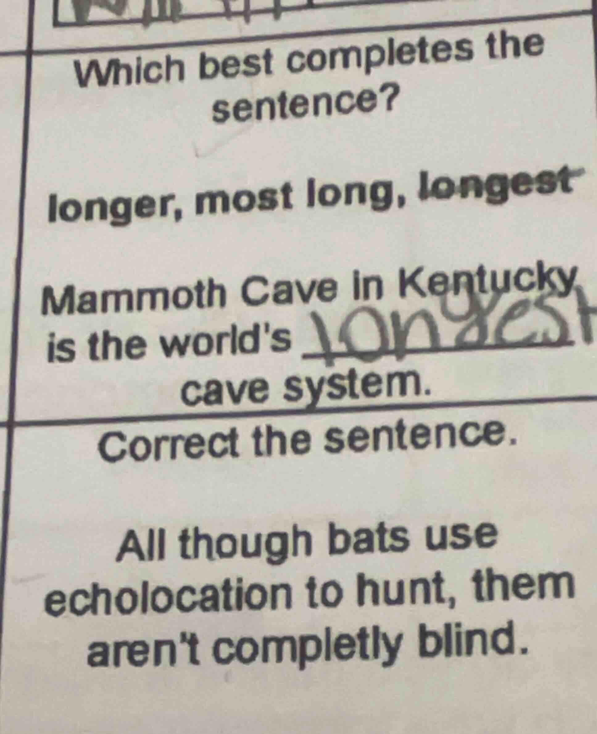 which best completes the sentence? longer, most long, longest mammoth c…
