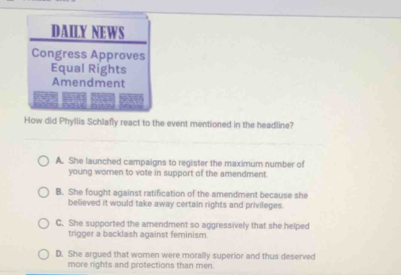 how did phyllis schlafly react to the event mentioned in the headline? …