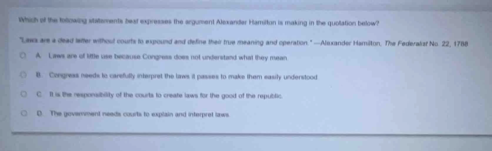 which of the following statements best expresses the argument alexander…