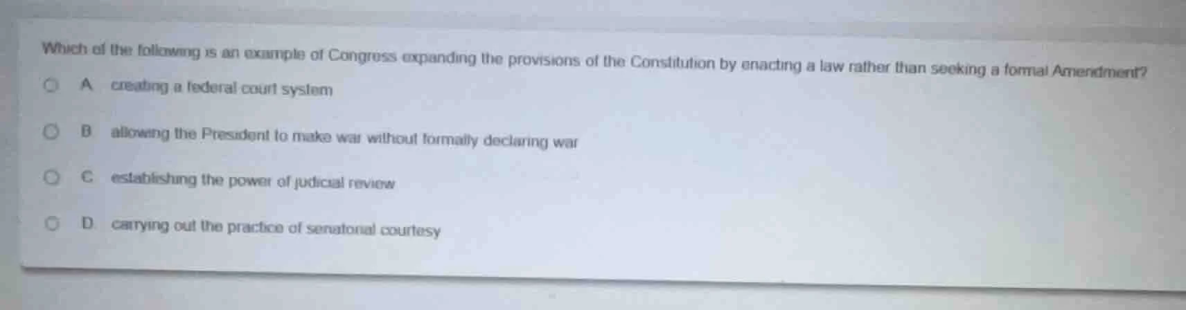 which of the following is an example of congress expanding the provisio…