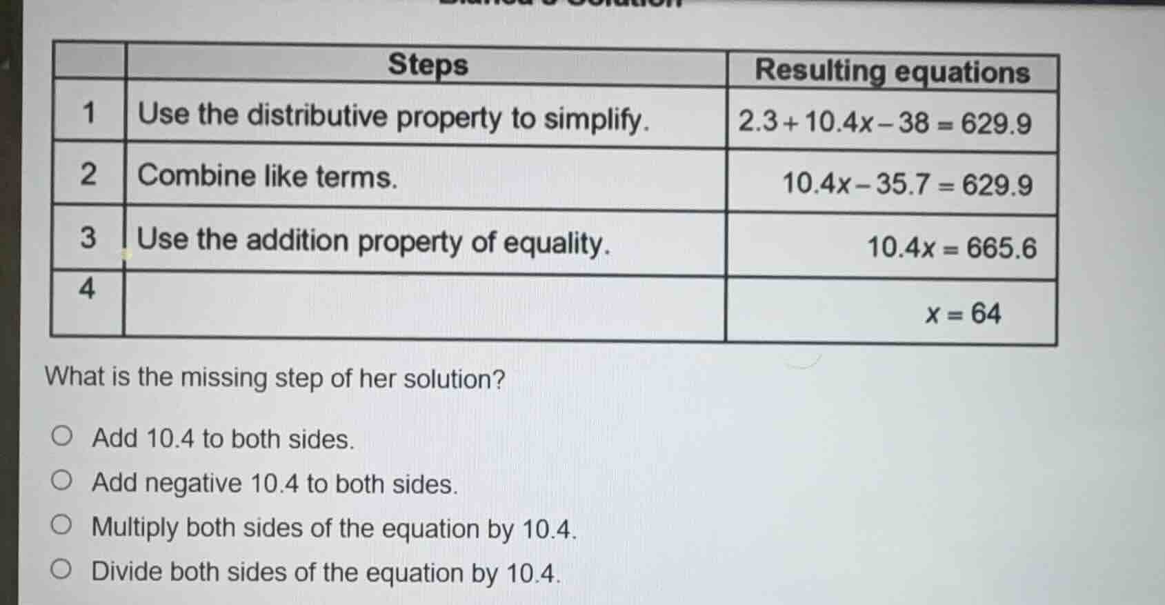 | | steps | resulting equations | | 1 | use the distributive property t…