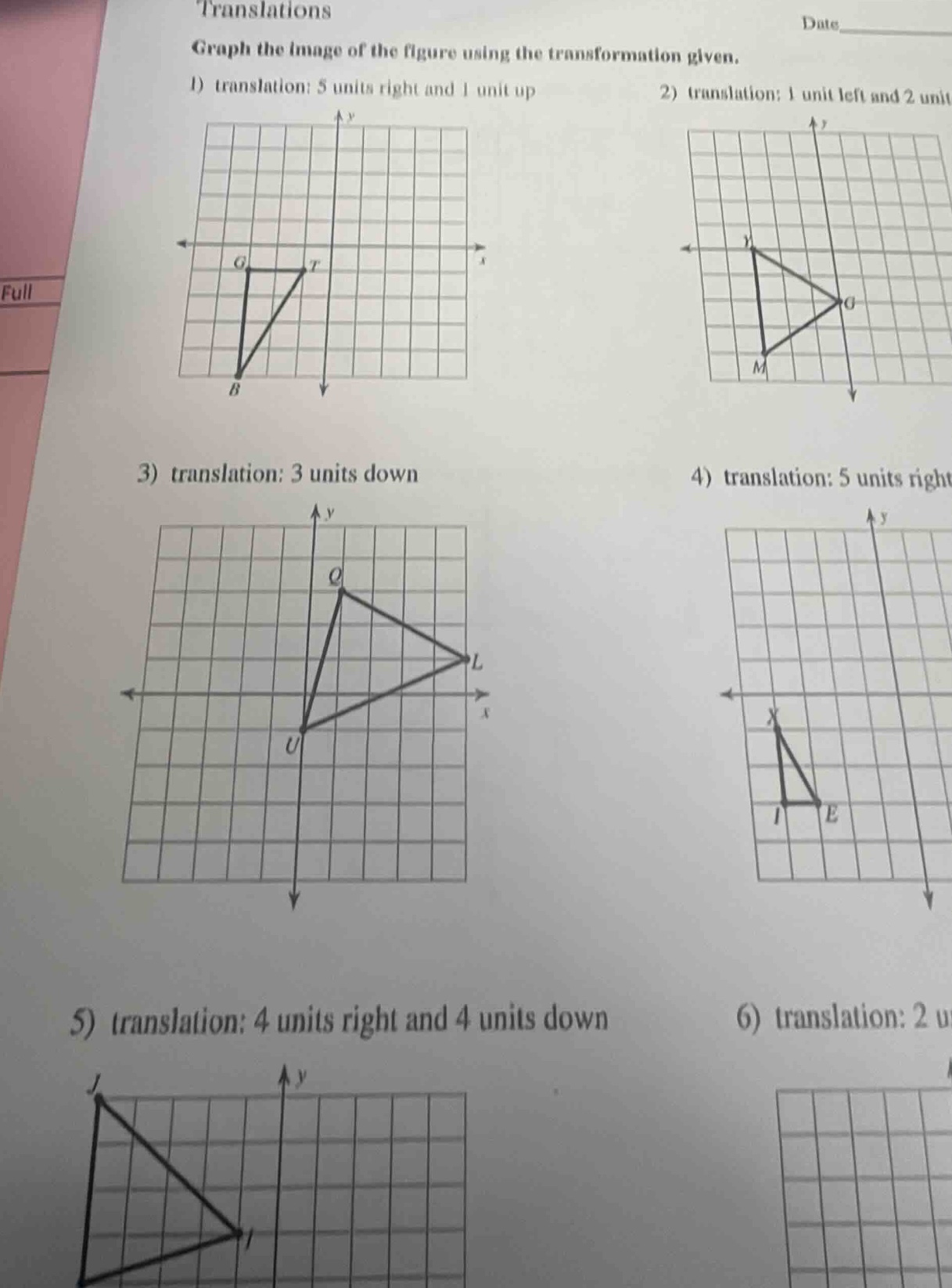 translations graph the image of the figure using the transformation giv…