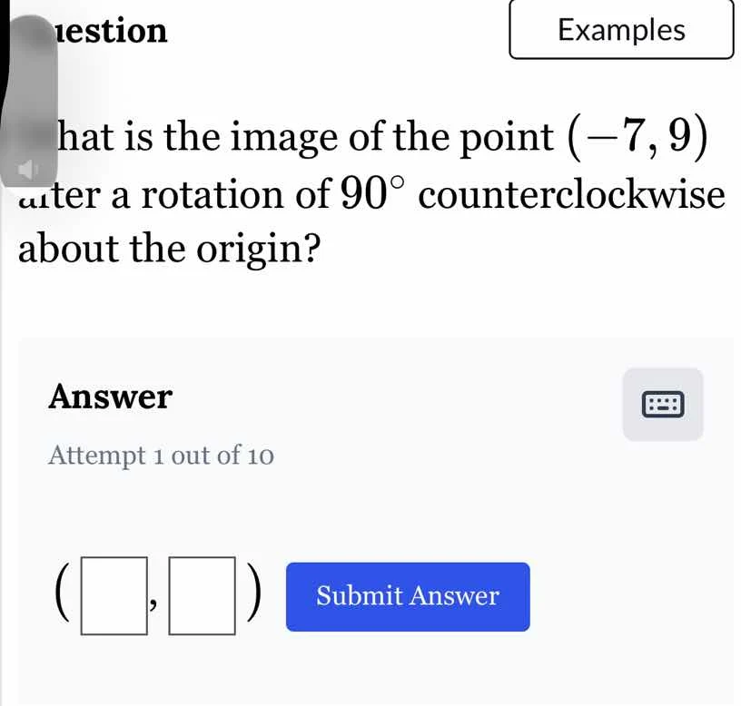what is the image of the point $(-7, 9)$ after a rotation of $90^circ$ …