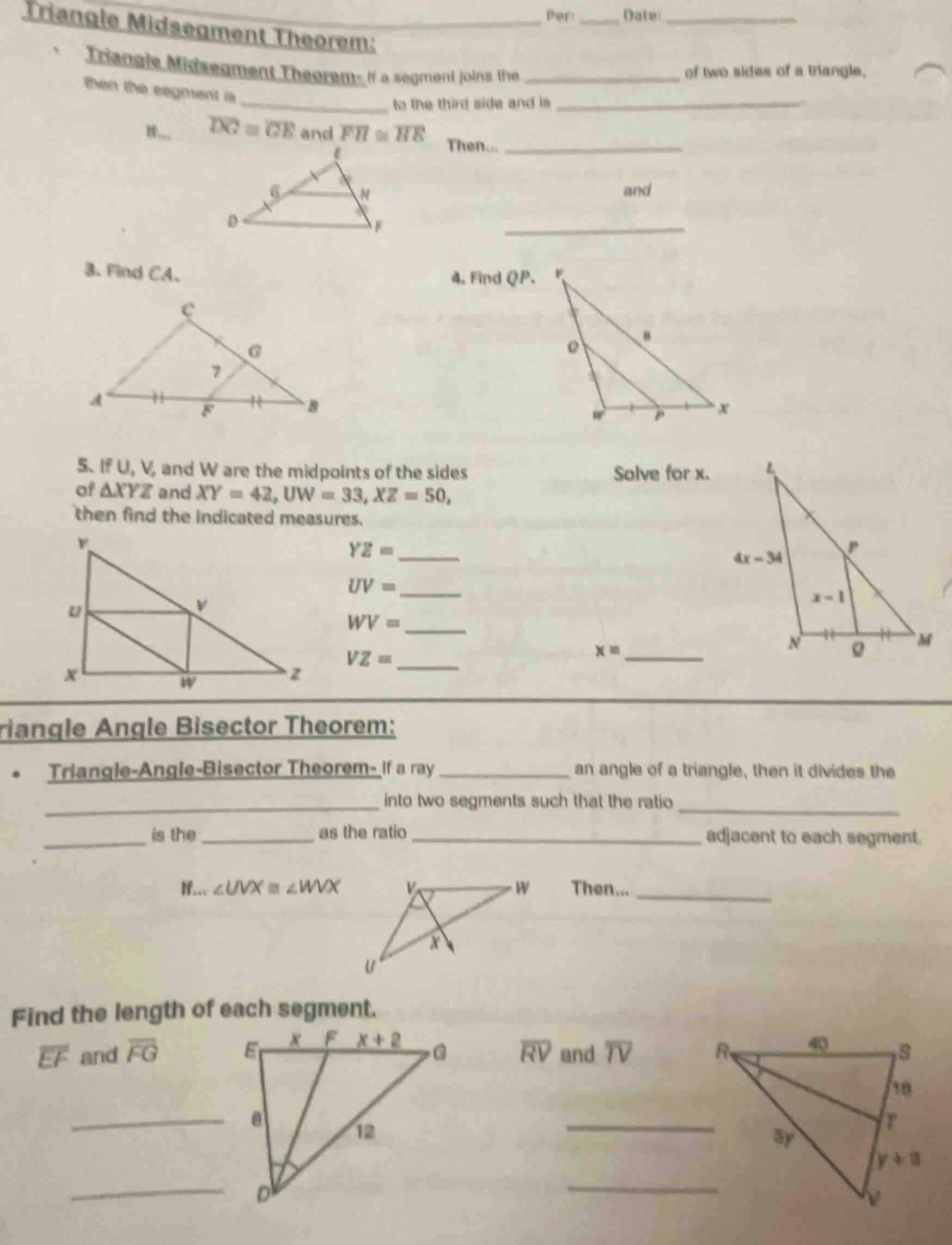 triangle midsegment theorem: - triangle midsegment theorem: if a segmen…