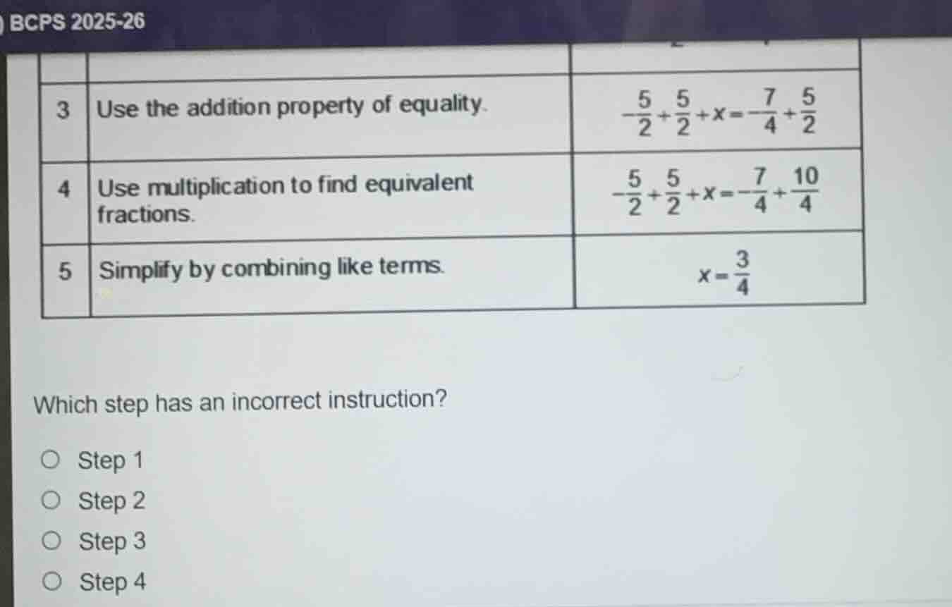 bcps 2025-26 3 use the addition property of equality. (\boldsymbol{-\fr…