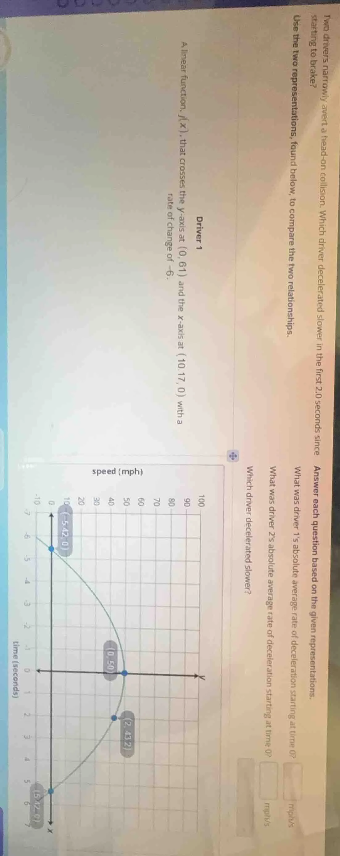 two drivers narrowly avert a head - on collision. which driver decelera…