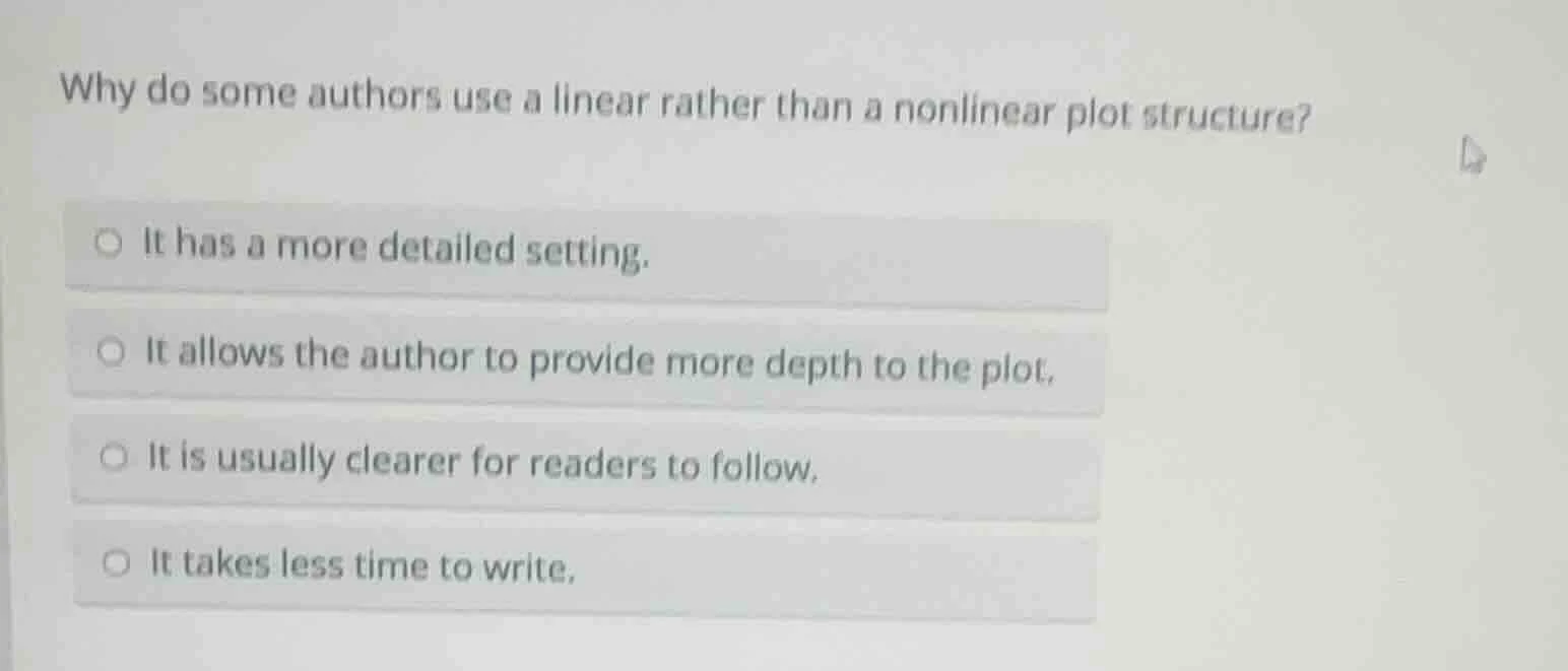 why do some authors use a linear rather than a nonlinear plot structure…