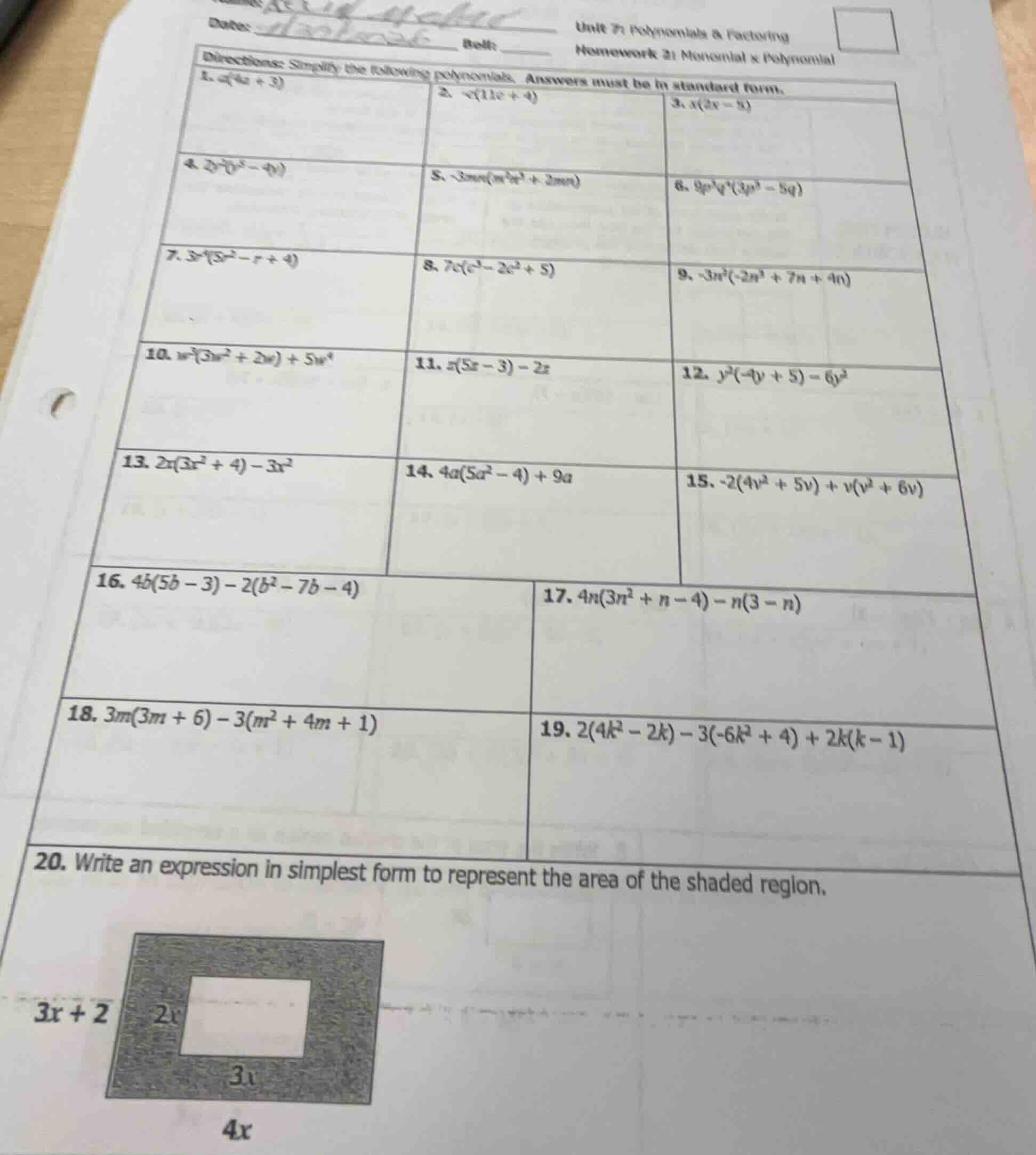 date: ______ bell: ______ unit 7: polynomials & factoring homework 2: m…
