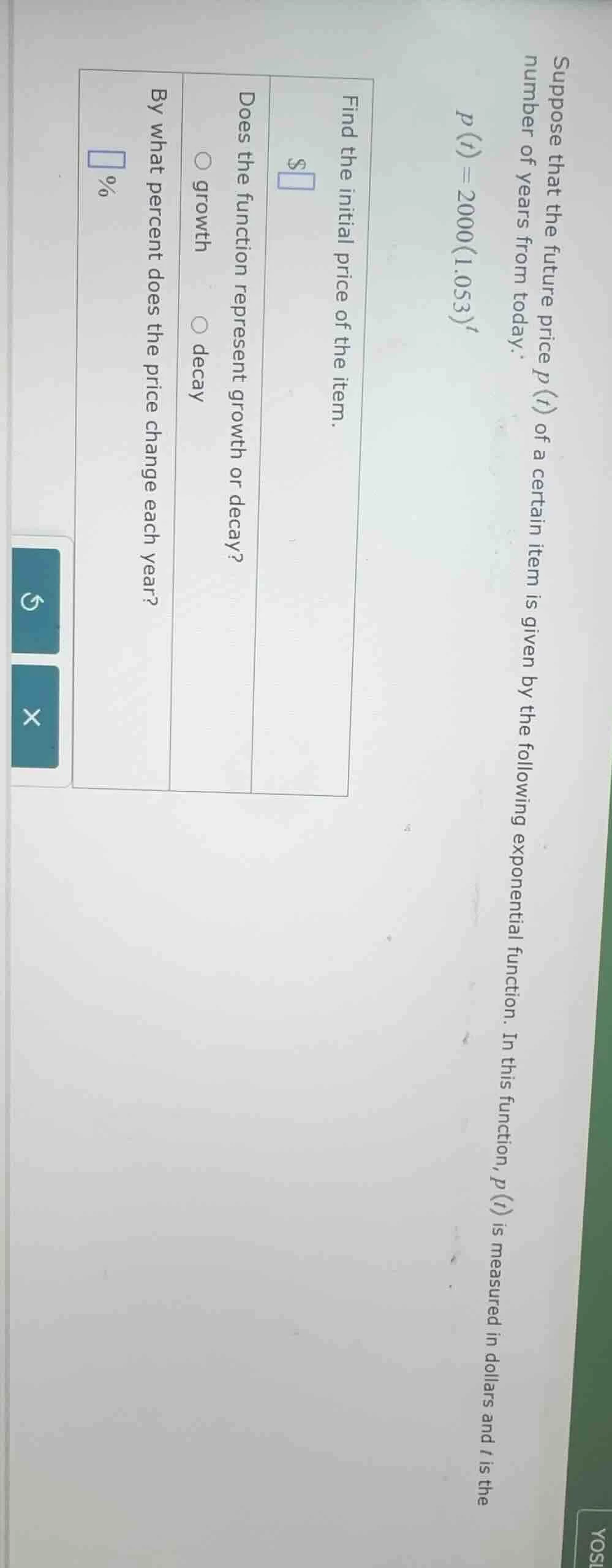 suppose that the future price $p(t)$ of a certain item is given by the …