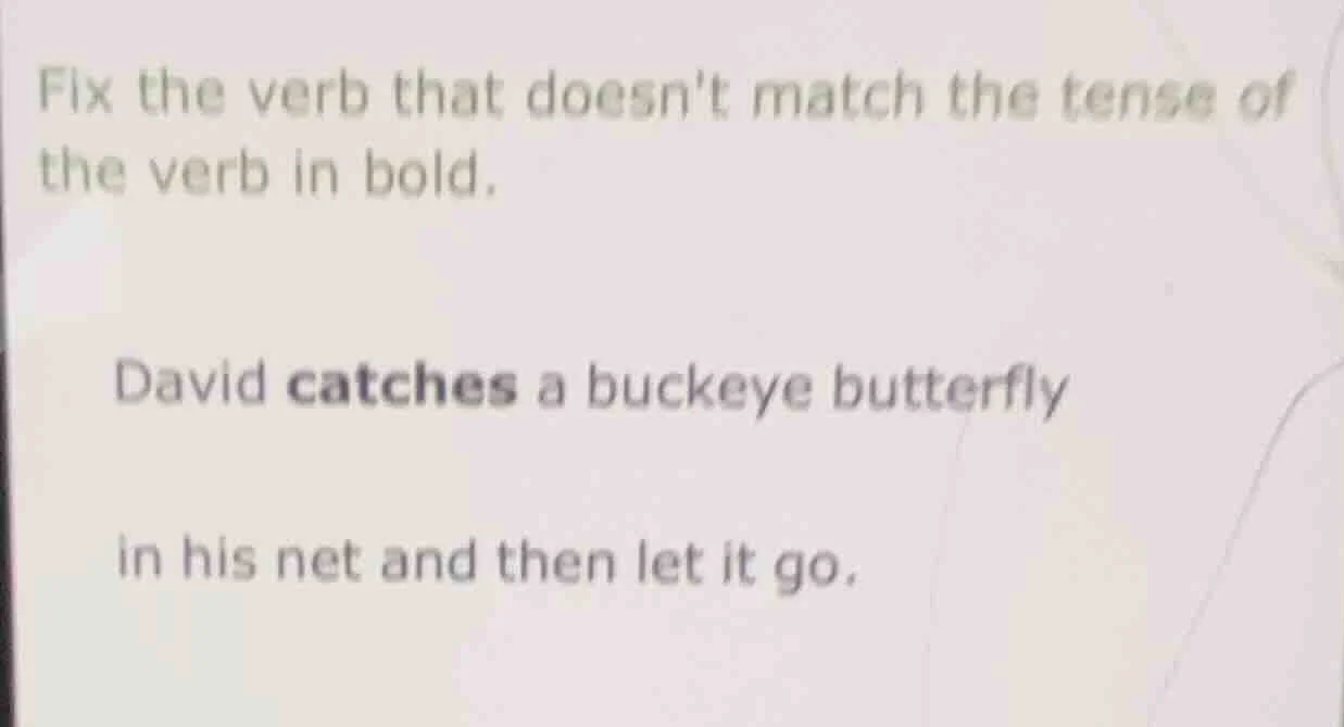 fix the verb that doesnt match the tense of the verb in bold. david cat…
