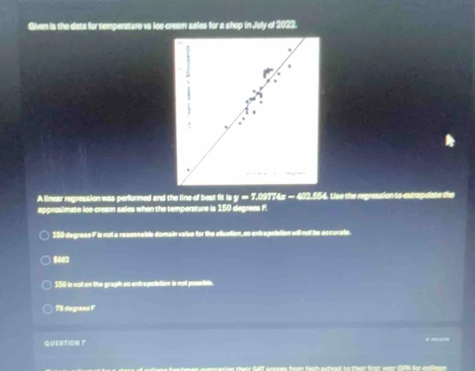 given is the data for temperature vs ice cream sales for a shop in july…