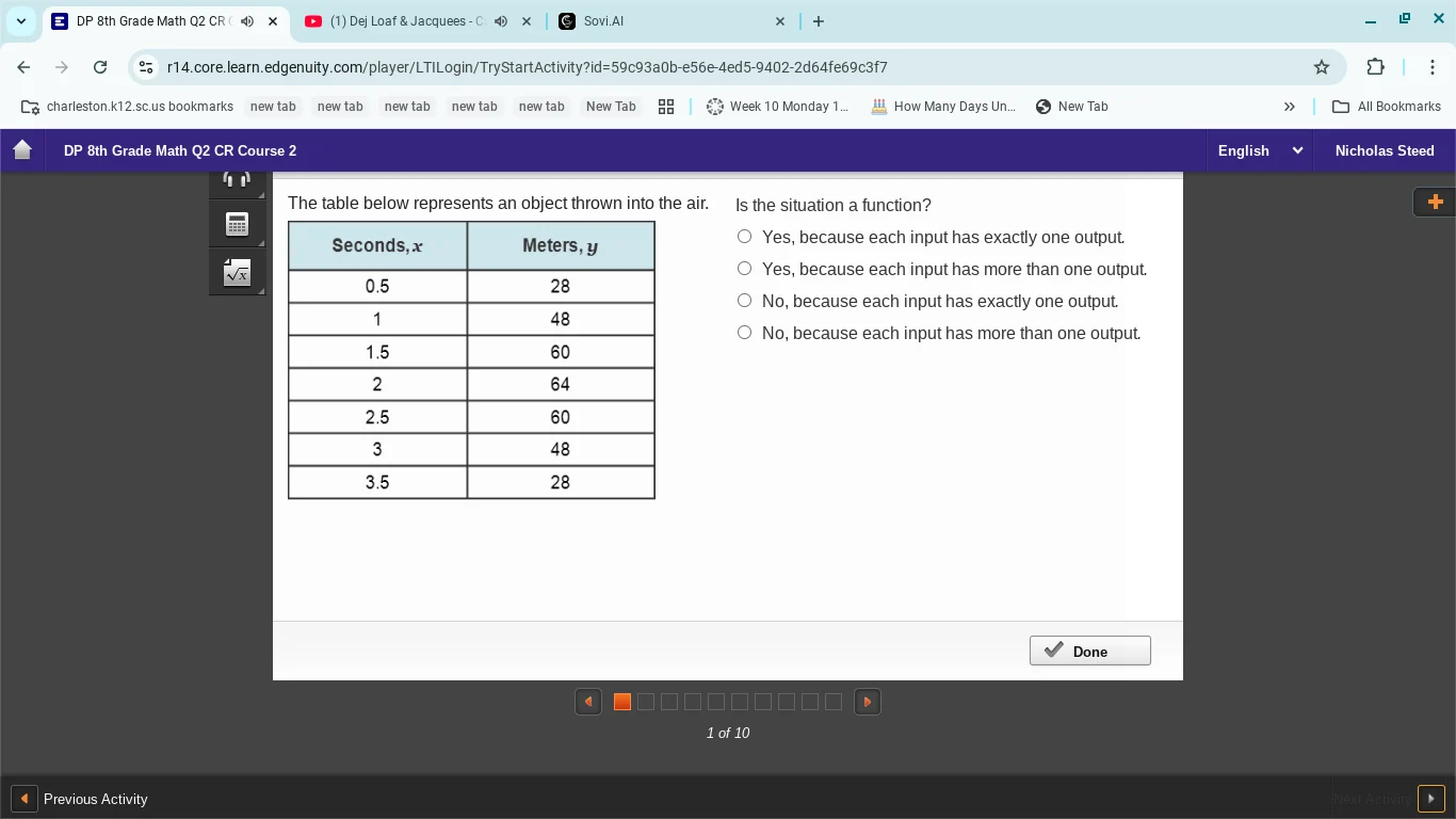 the table below represents an object thrown into the air. is the situat…