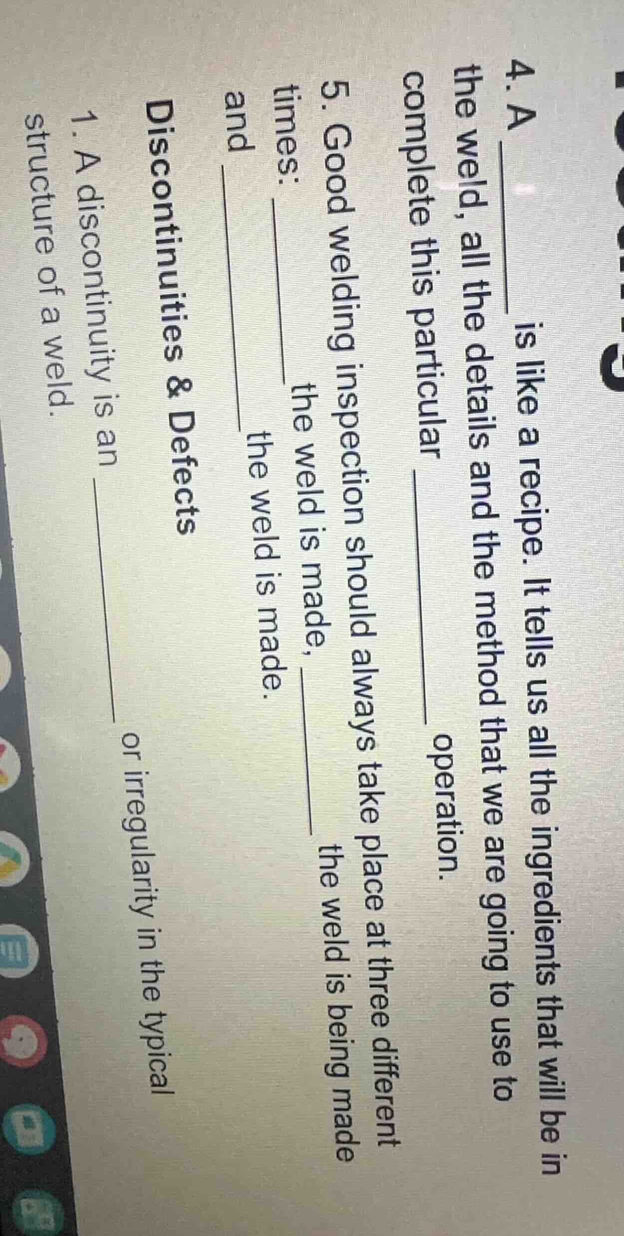 4. a ____ is like a recipe. it tells us all the ingredients that will b…