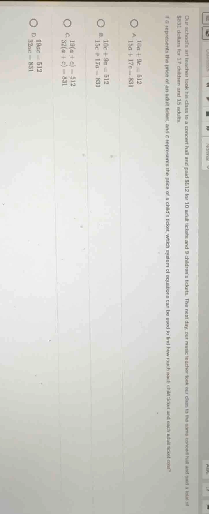 our schools art teacher took the class to a concert hall and paid $512 …