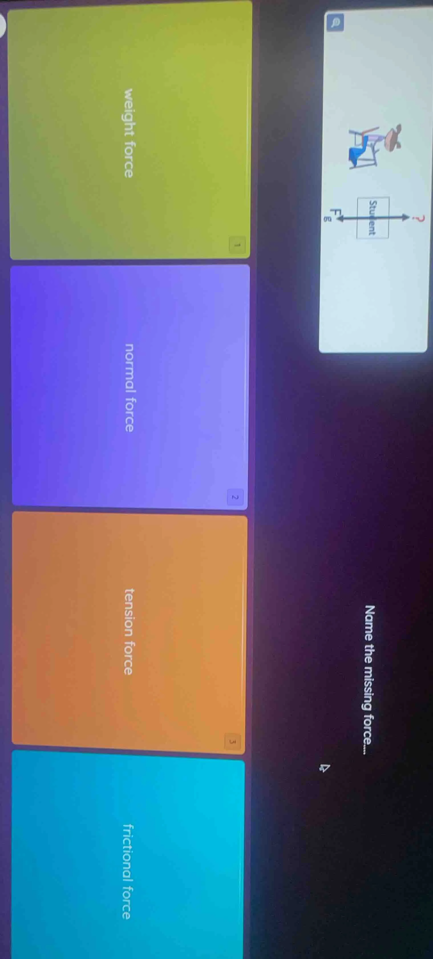 name the missing force... weight force normal force tension force frict…