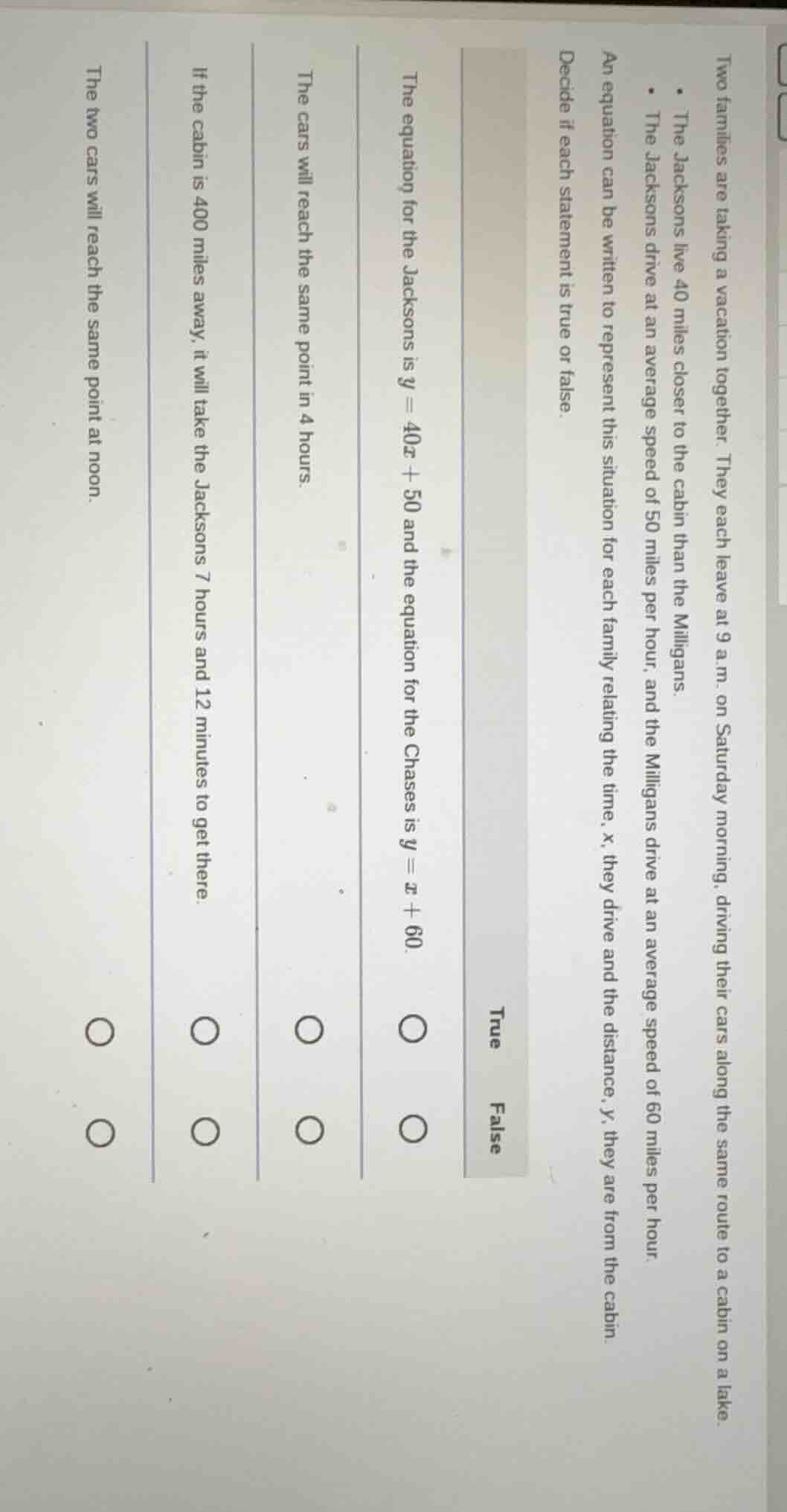 two families are taking a vacation together. they each leave at 9 a.m. …