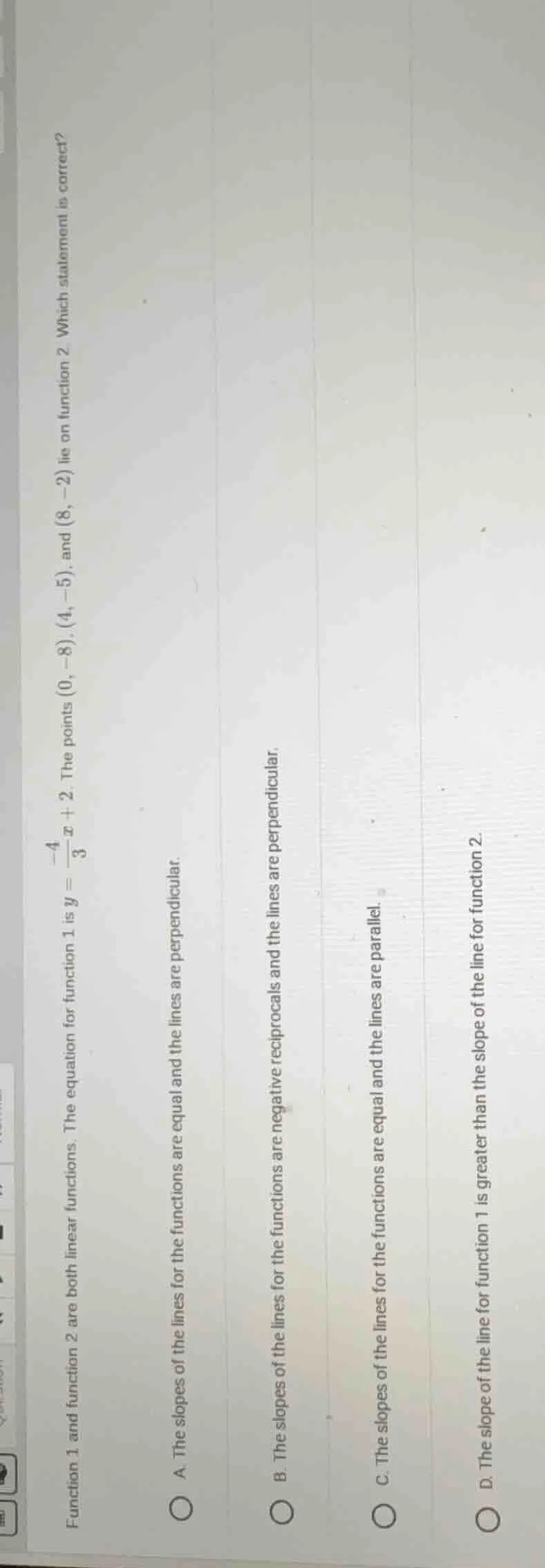 function 1 and function 2 are both linear functions. the equation for f…