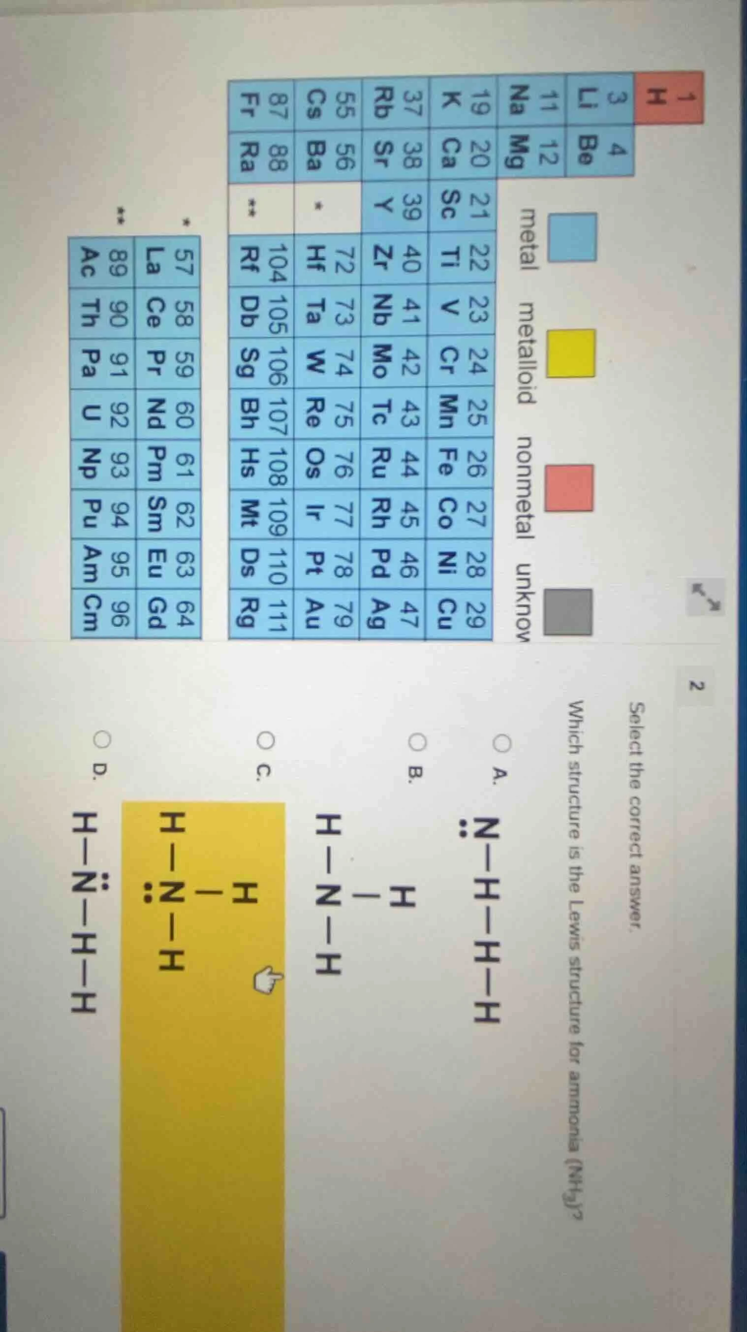select the correct answer. which structure is the lewis structure for a…