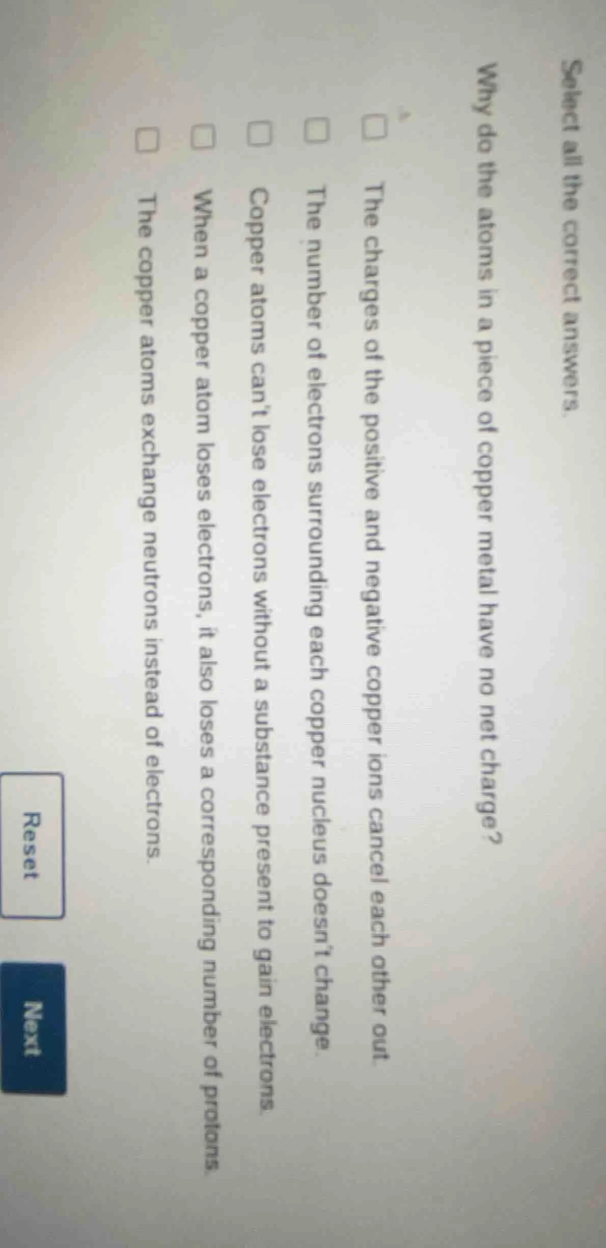 select all the correct answers. why do the atoms in a piece of copper m…